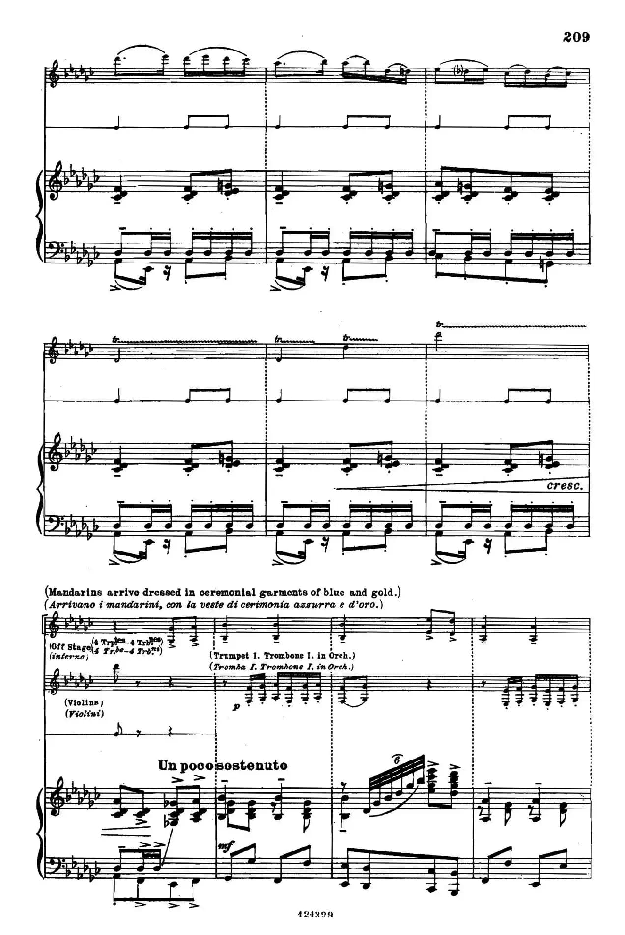 《图兰朵公主》三幕五场歌剧（英意双语）全谱（钢琴伴奏谱 P214——219）