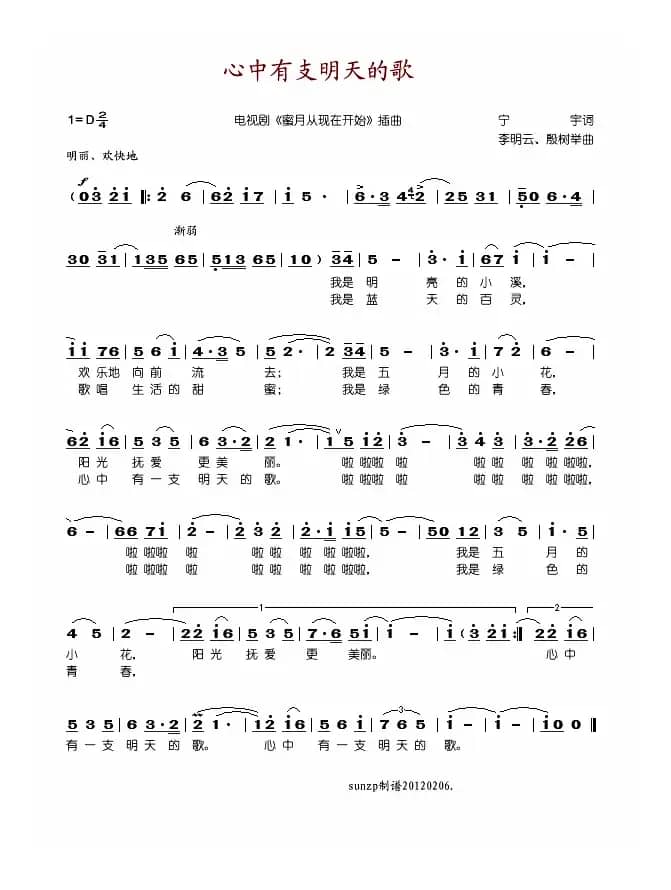 心中有支明天的歌（电视剧《蜜月从现在开始》插曲）