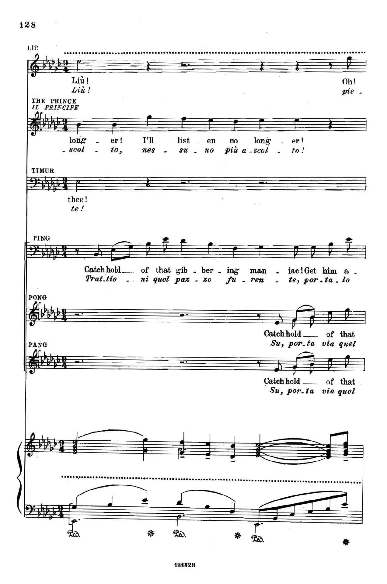 《图兰朵公主》三幕五场歌剧（英意双语）全谱（钢琴伴奏谱 P123——151）