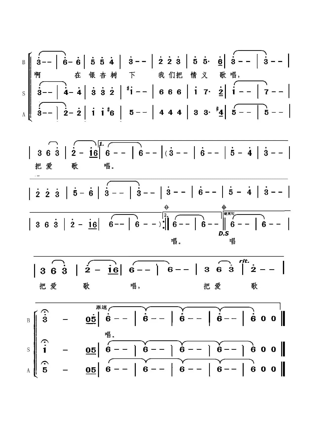 在银杏树下（混声重唱）