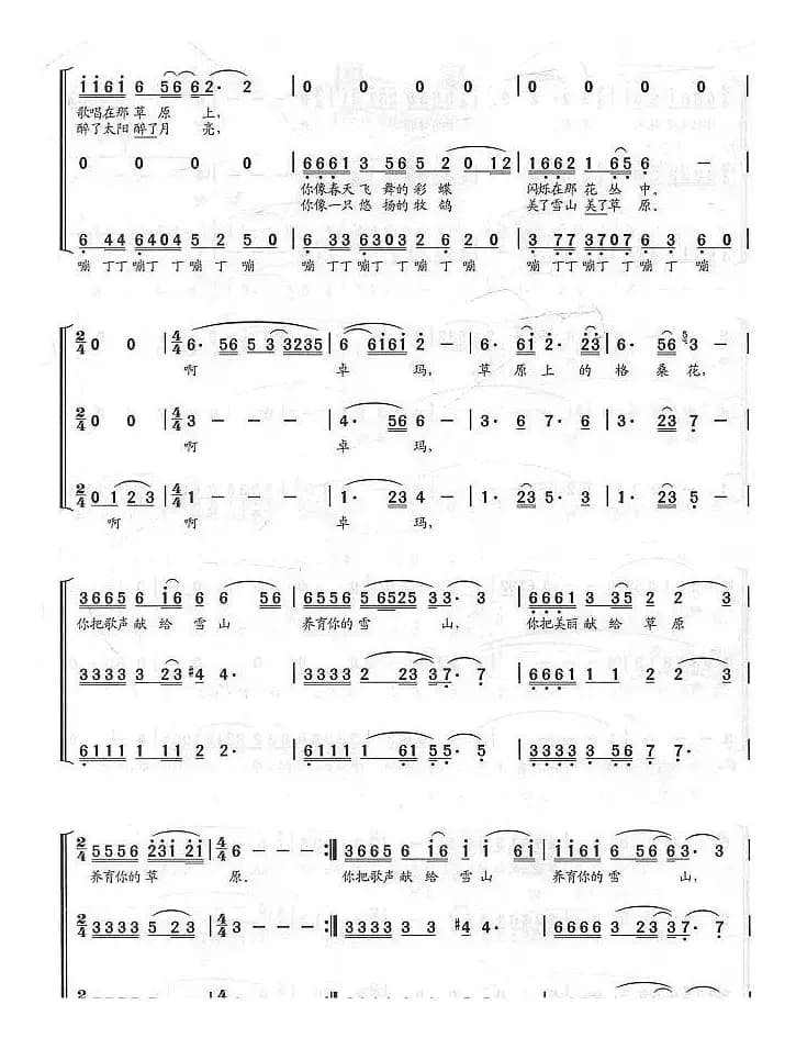 卓玛（真知词 秋加措曲、陈国权编合唱）