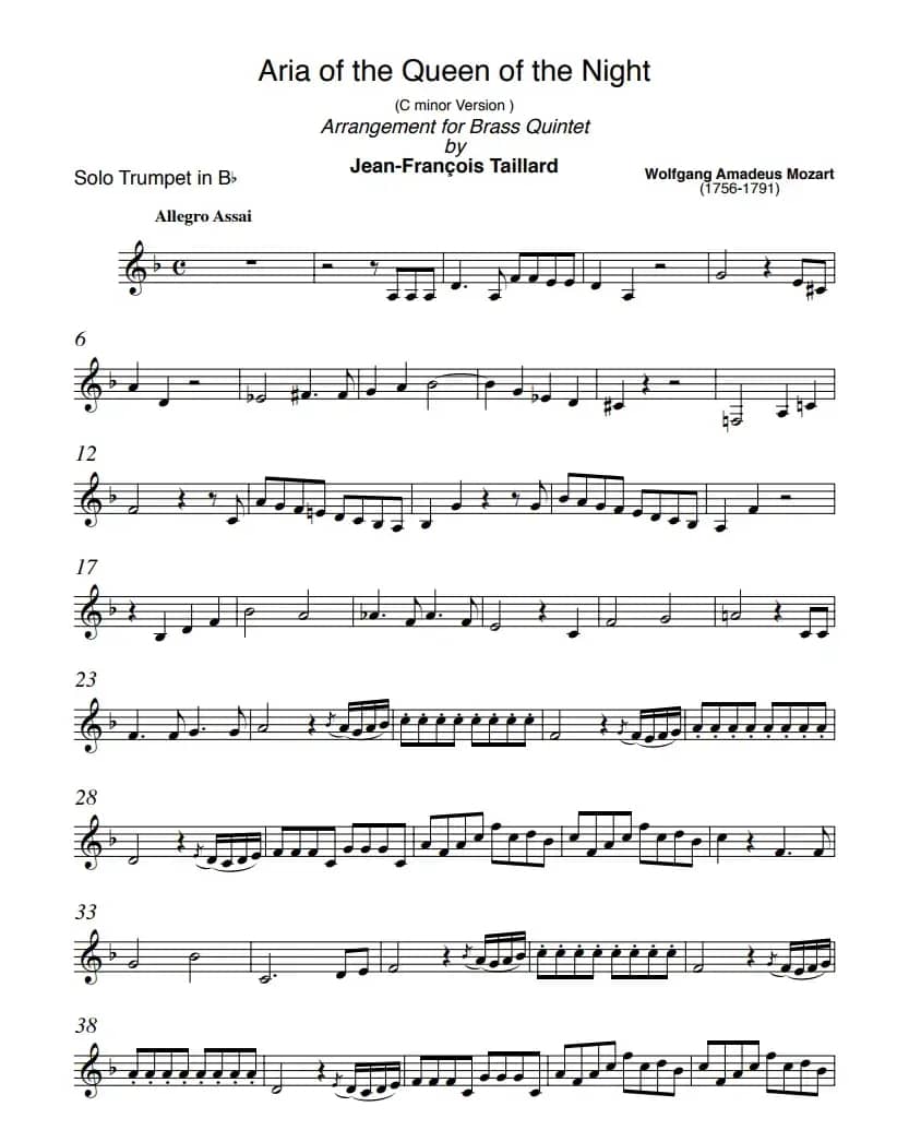 莫扎特-夜之女王的咏叹调（铜管五重奏）