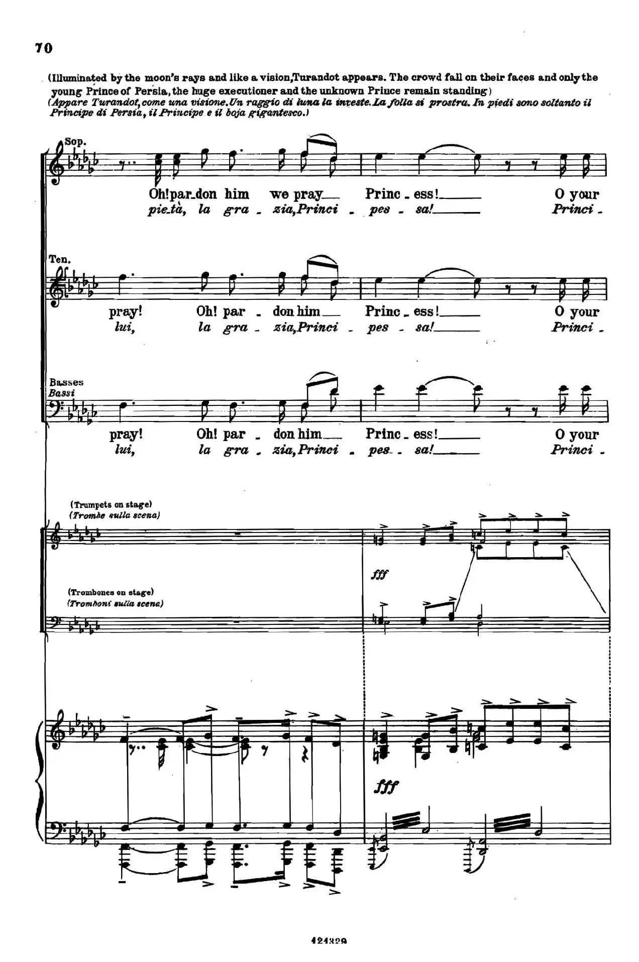 《图兰朵公主》三幕五场歌剧（英意双语）全谱（钢琴伴奏谱 P75——100）