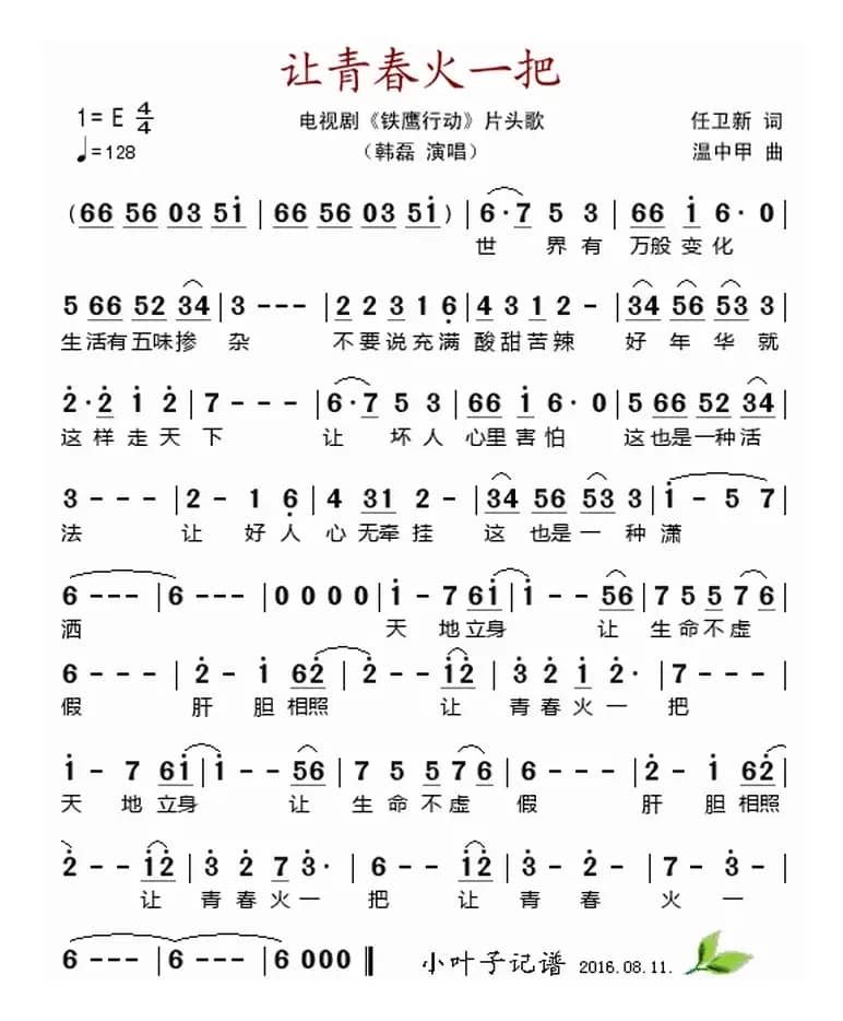 让青春火一把（电视剧《铁鹰行动》片头歌）