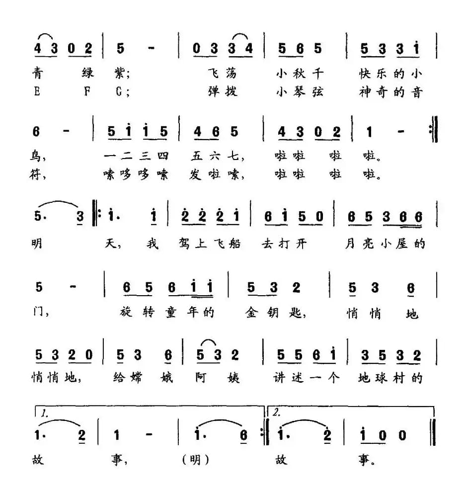 童年的金钥匙（朱积聚词 楼勤曲）