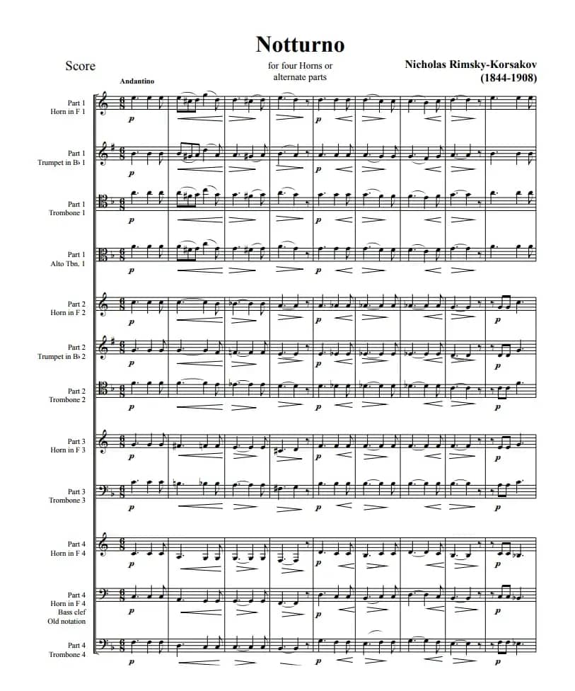 里姆斯基-夜曲（铜管四重奏）