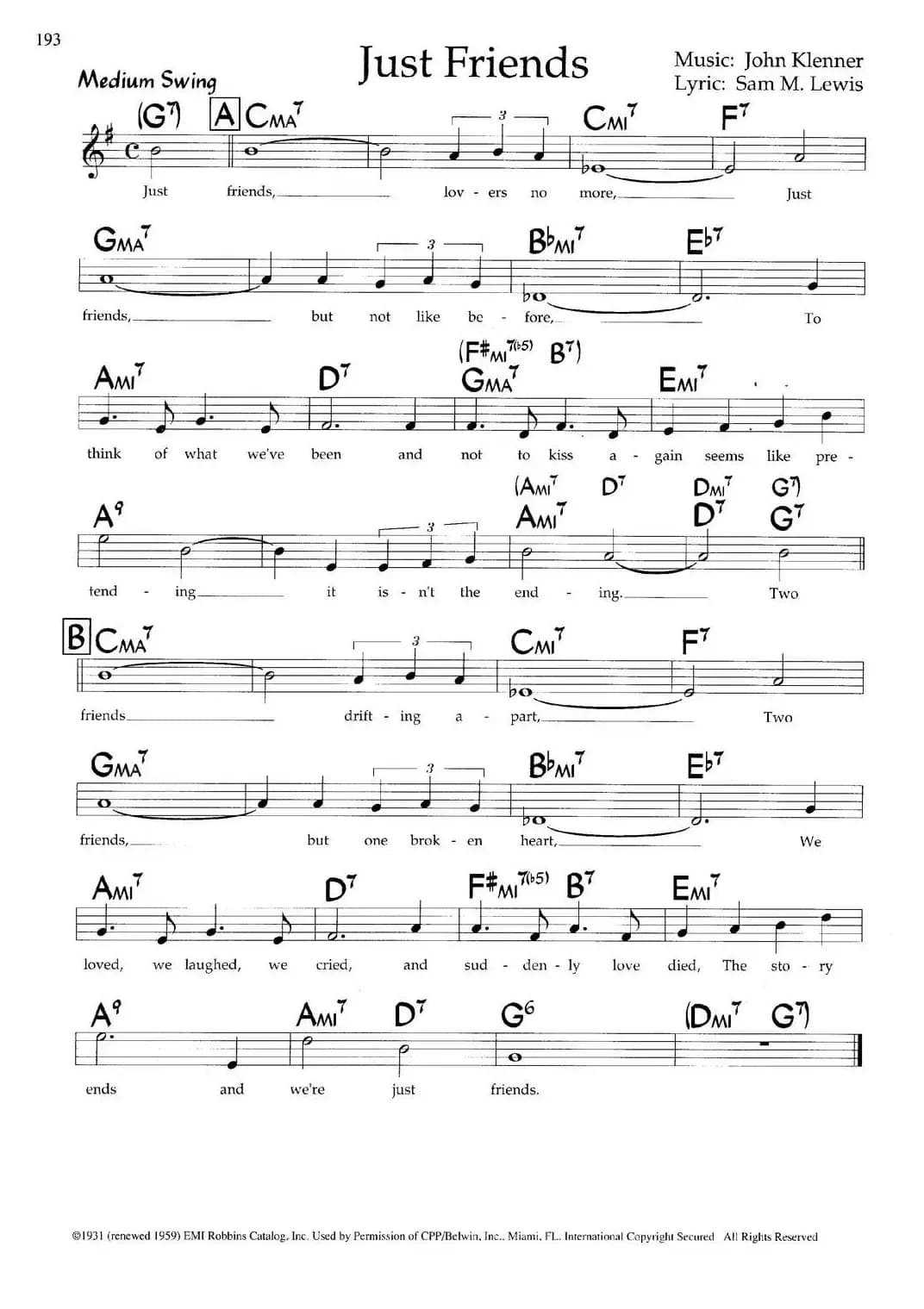 Just Friends（带和弦五线谱）