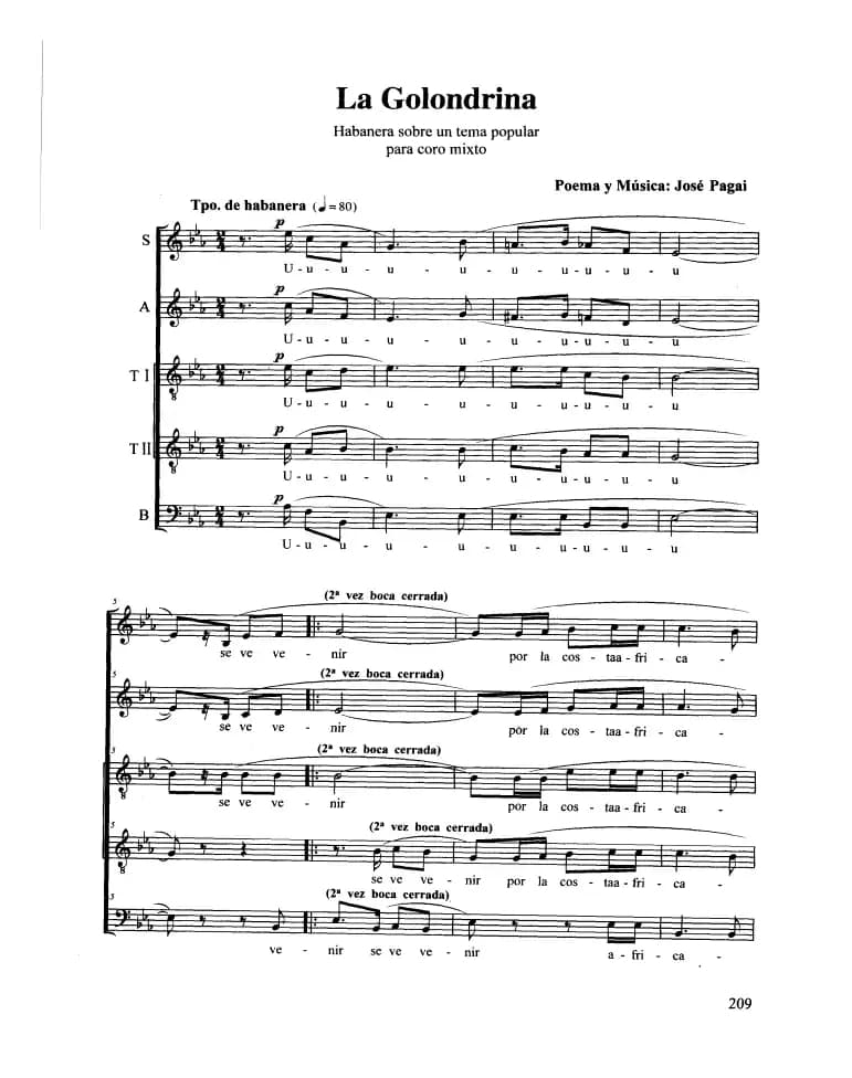 La Golondrina（合唱 正谱）