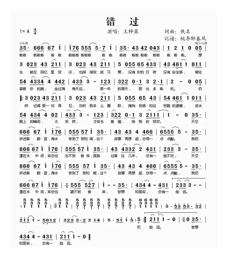 错过（王梓盈演唱）