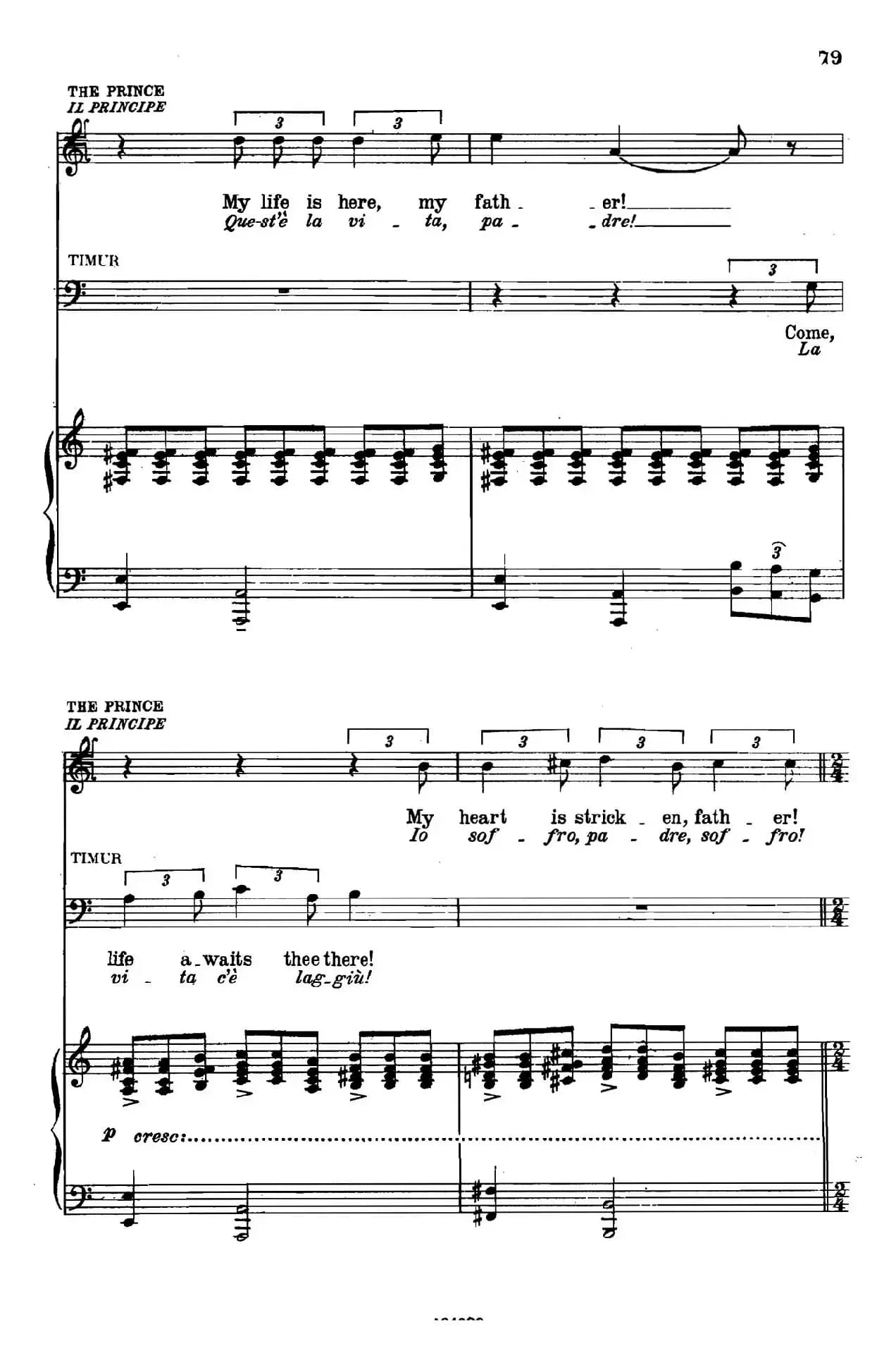 《图兰朵公主》三幕五场歌剧（英意双语）全谱（钢琴伴奏谱 P75——100）