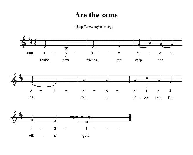 Are the same（线简谱混排版、英文儿歌）