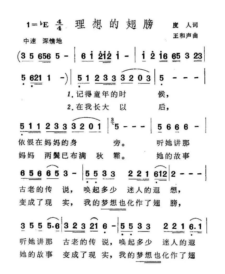 理想的翅膀（度人词 王和声曲）