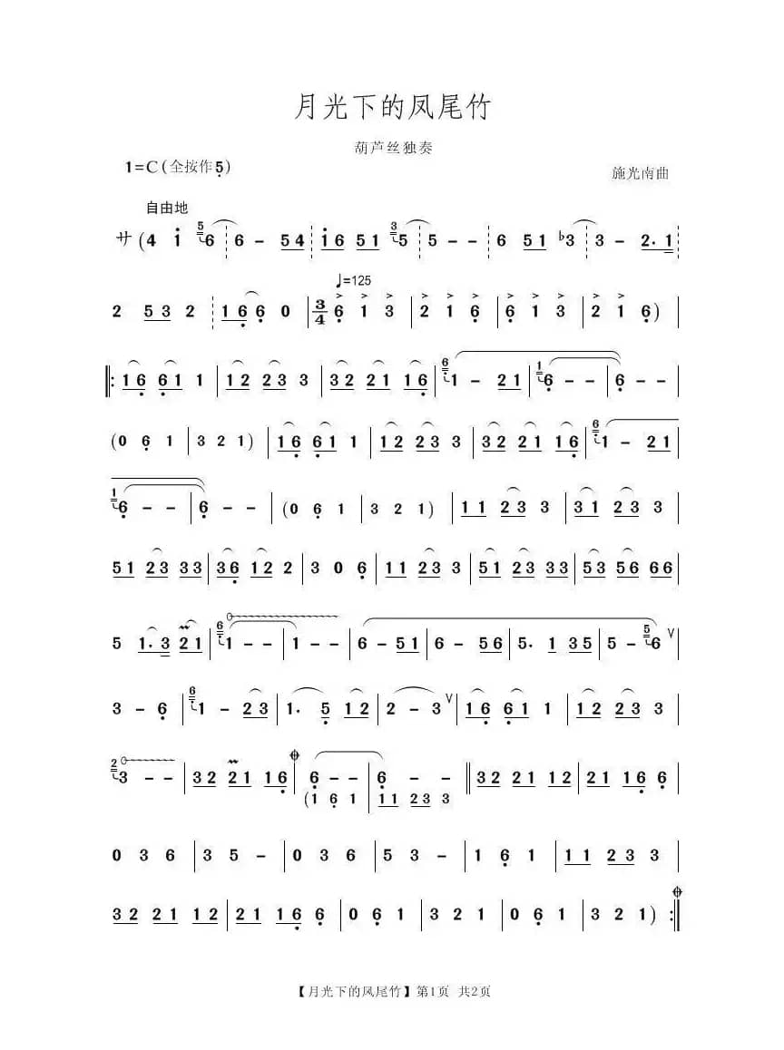 月光下的凤尾竹（葫芦丝独奏）