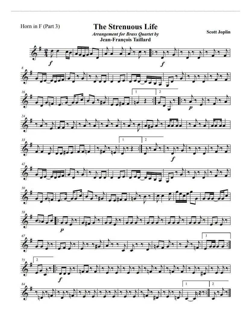 乔普林-艰苦的生活（铜管四重奏）