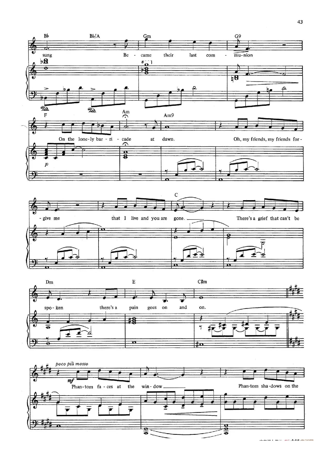 Empty Chairs at Empty Tables (音乐剧《悲惨世界》(Les Miserables)选曲、正谱 )