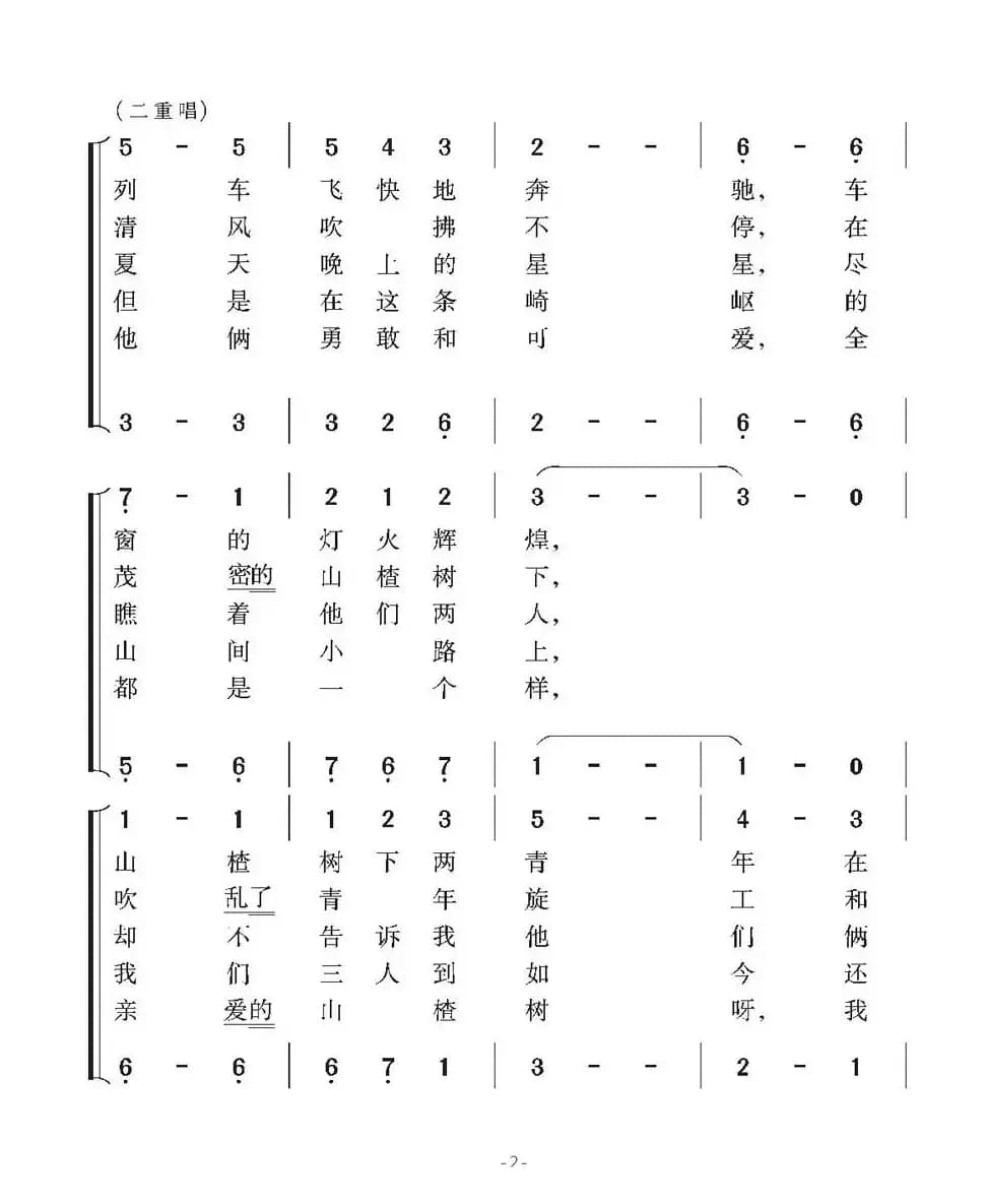 [俄罗斯]山楂树（二声部、千行配歌版）