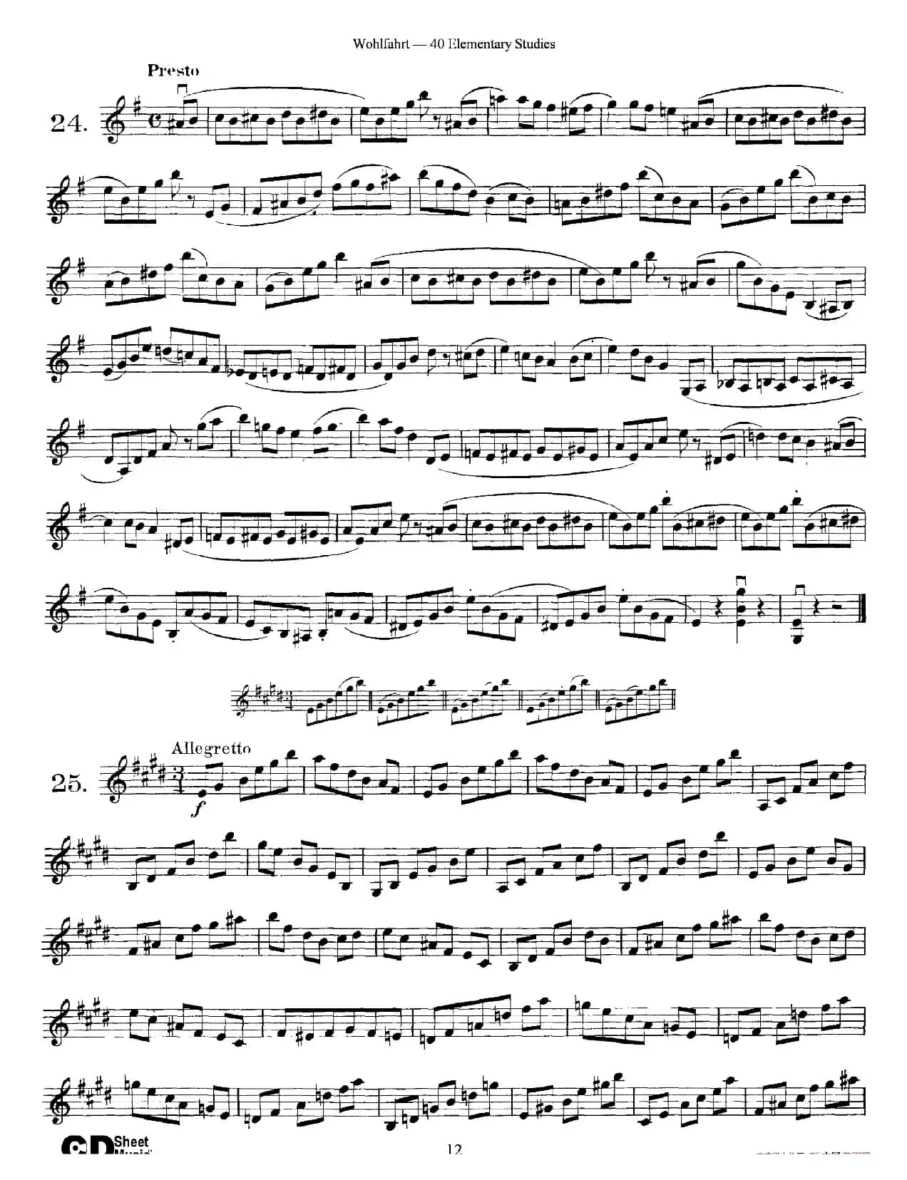 Wohlfahrt《40 Elementary Studies,Op. 54》(沃尔法特《40首小提琴练习曲》)