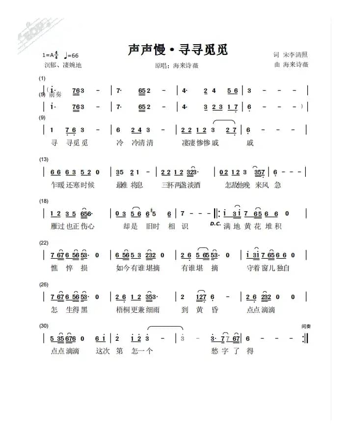 声声慢·寻寻觅觅