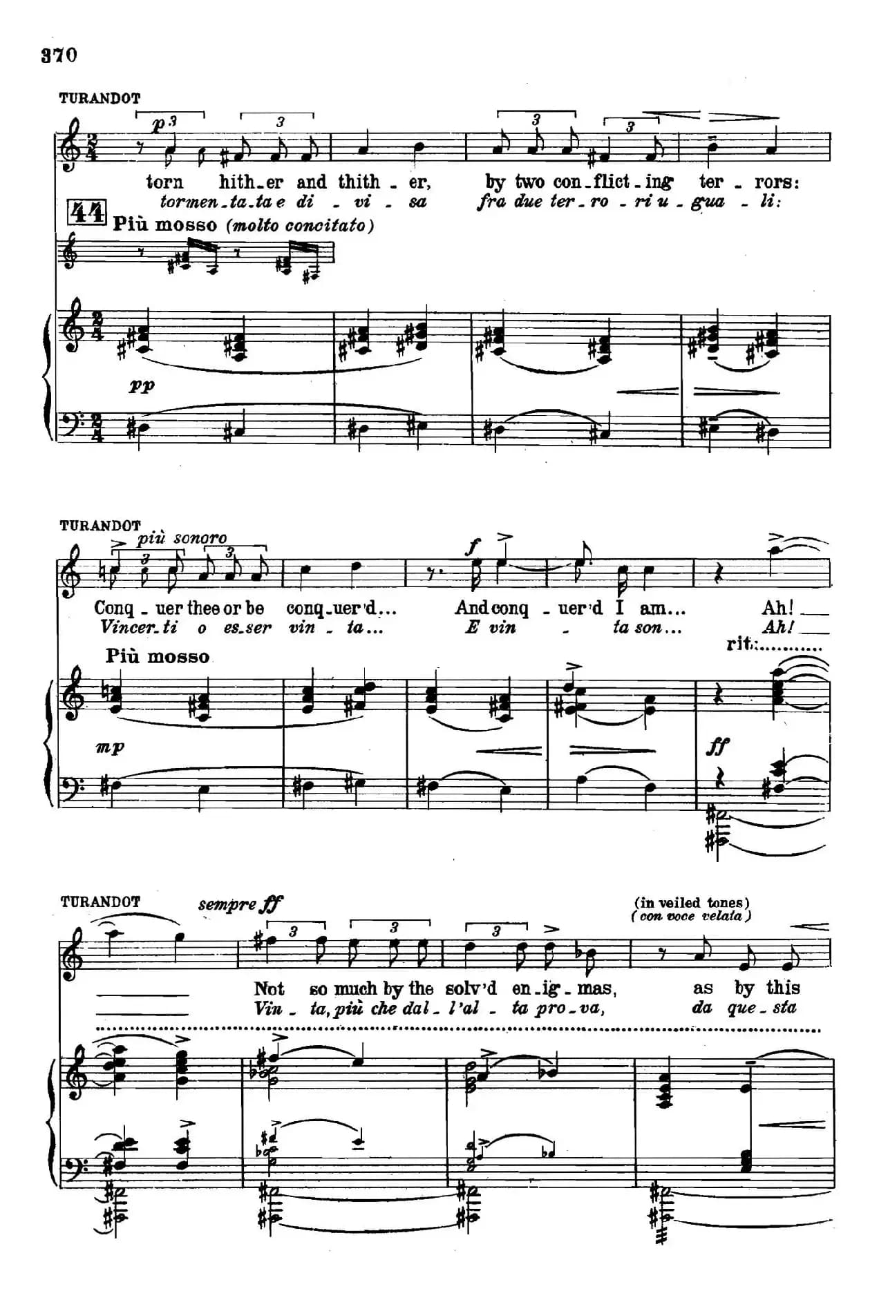 《图兰朵公主》三幕五场歌剧（英意双语）全谱（钢琴伴奏谱 P374——397）