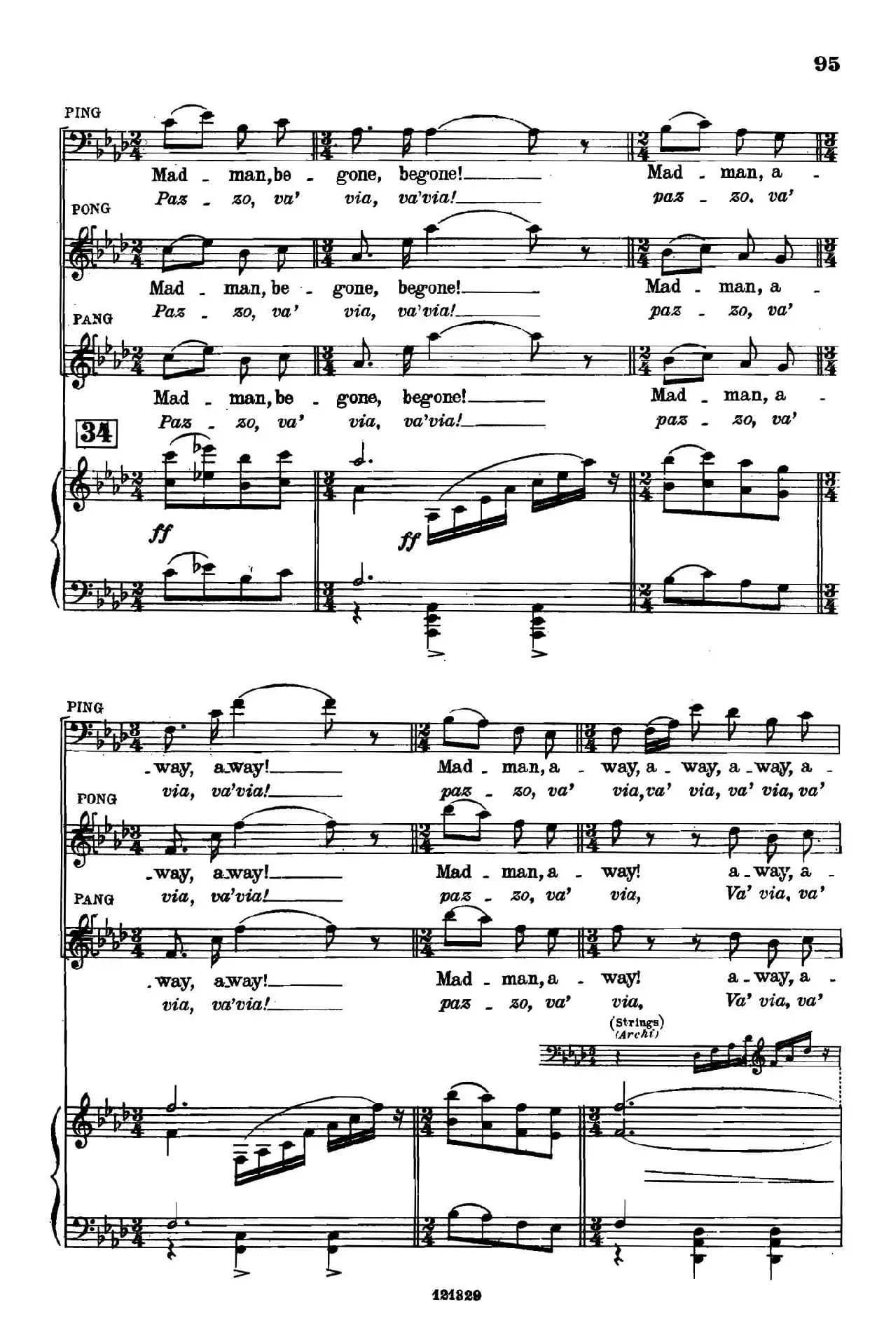 《图兰朵公主》三幕五场歌剧（英意双语）全谱（钢琴伴奏谱 P75——100）