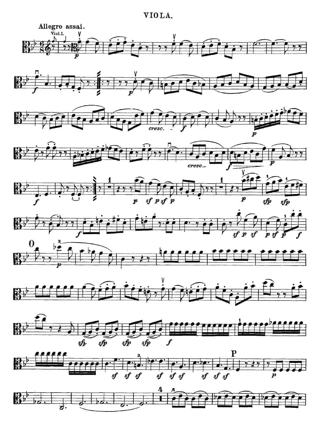 Mozart《Quartet No.22 in Bb Major，K.589》（Viola分谱）