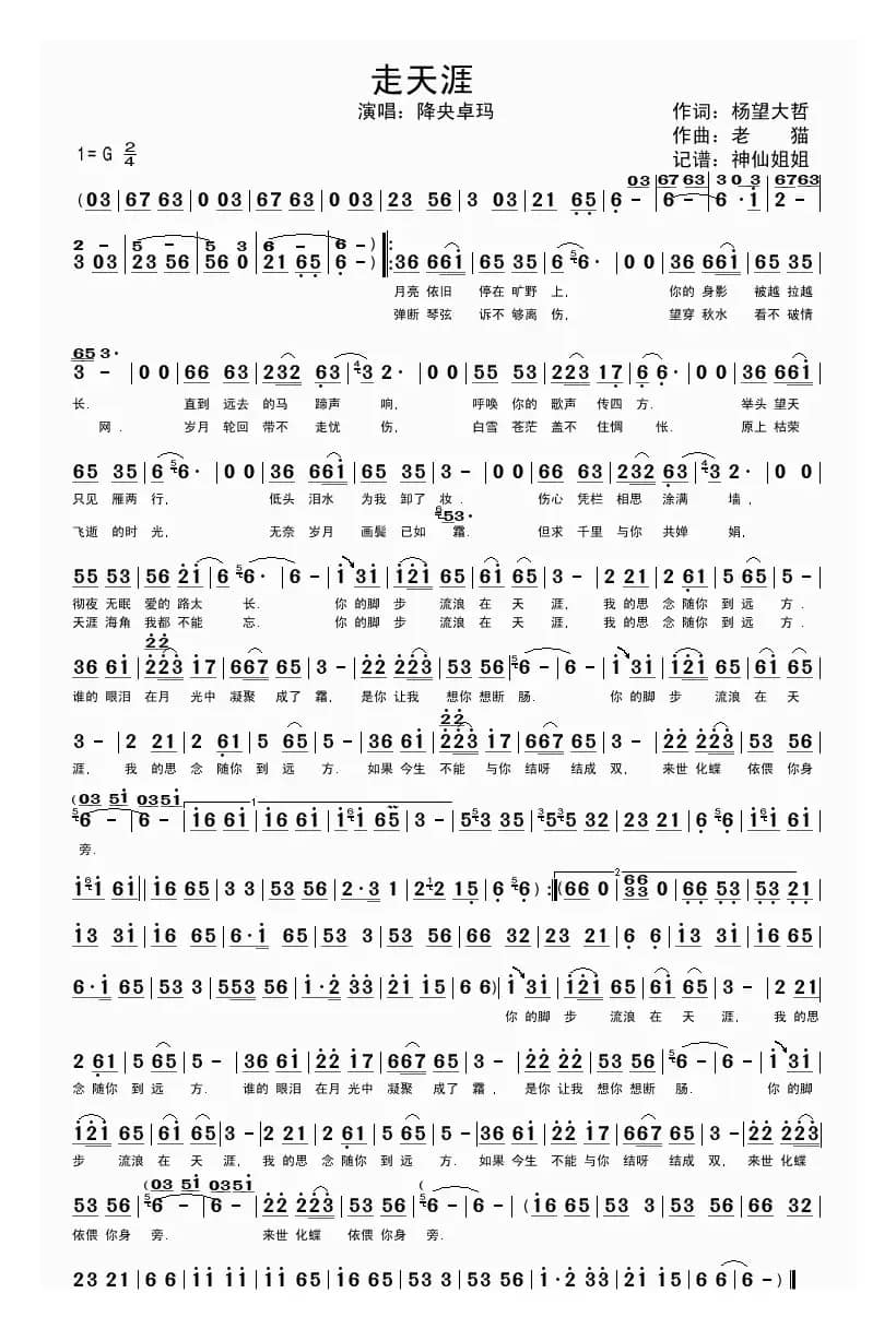 走天涯（杨望 大哲词 老猫曲）