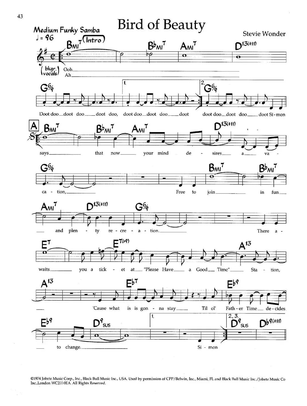 Bird of Beauty（带和弦五线谱）