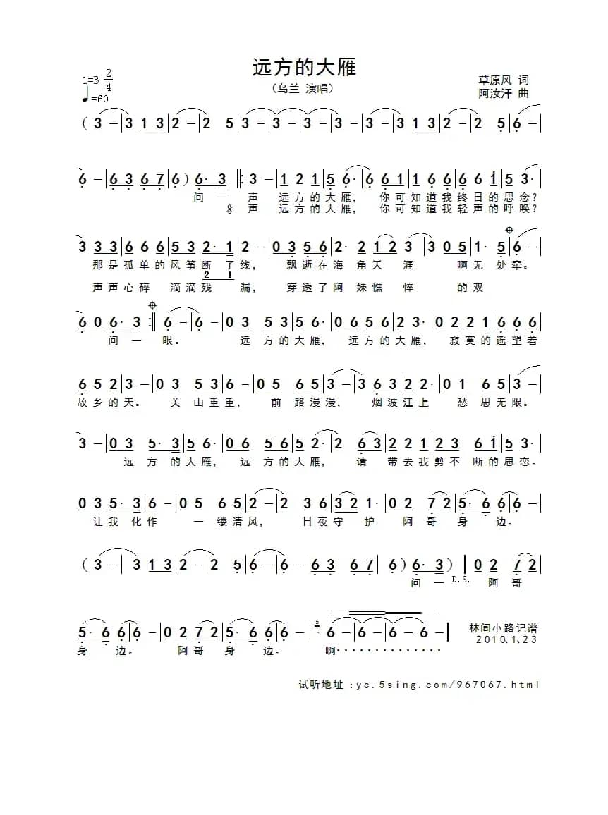 远方的大雁(草原风词 阿汝汗曲)
