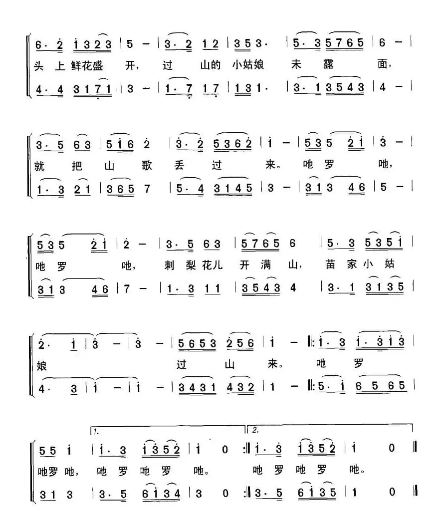 苗家小姑娘过山来（金鸿为词 周晓勇曲、合唱）