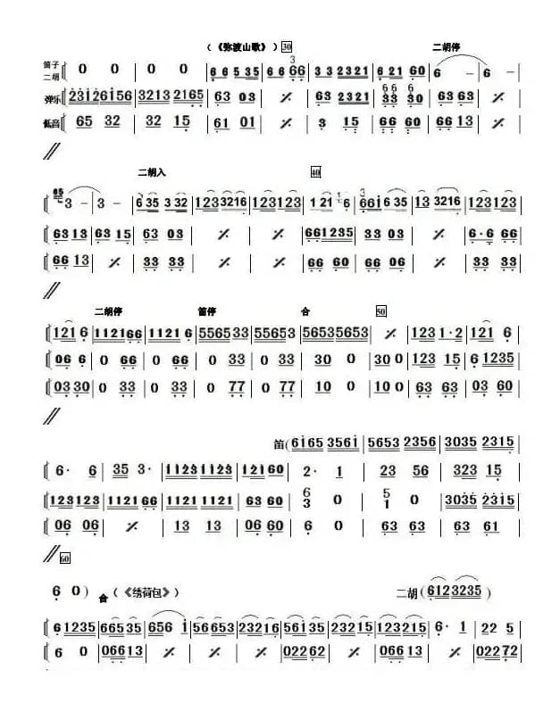 云南民歌联奏（简单小民乐合奏谱）