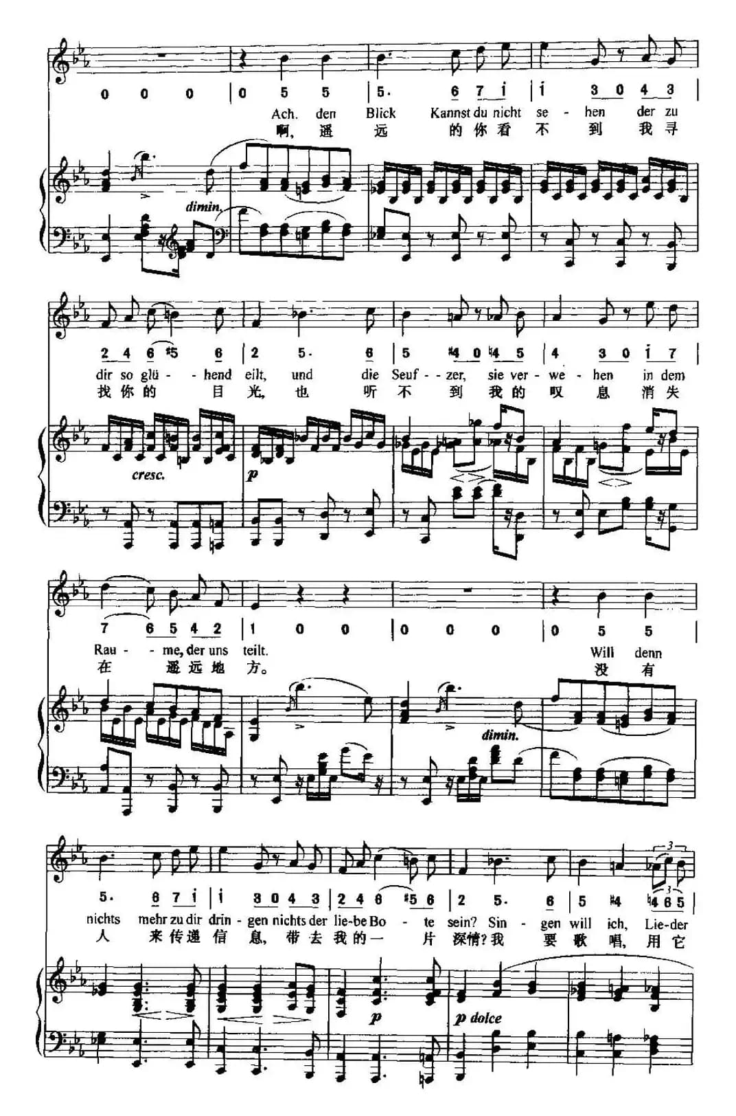 致远方的恋人（中外文对照、线简谱混排版）