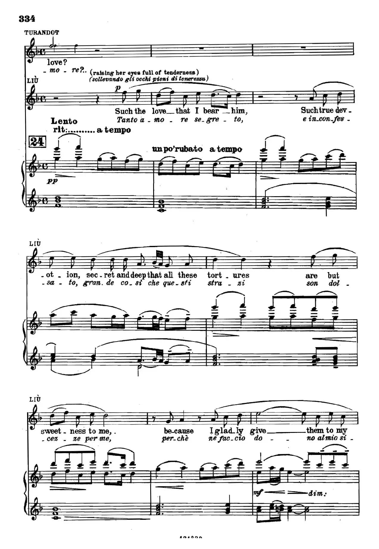 《图兰朵公主》三幕五场歌剧（英意双语）全谱（钢琴伴奏谱 P335——354）