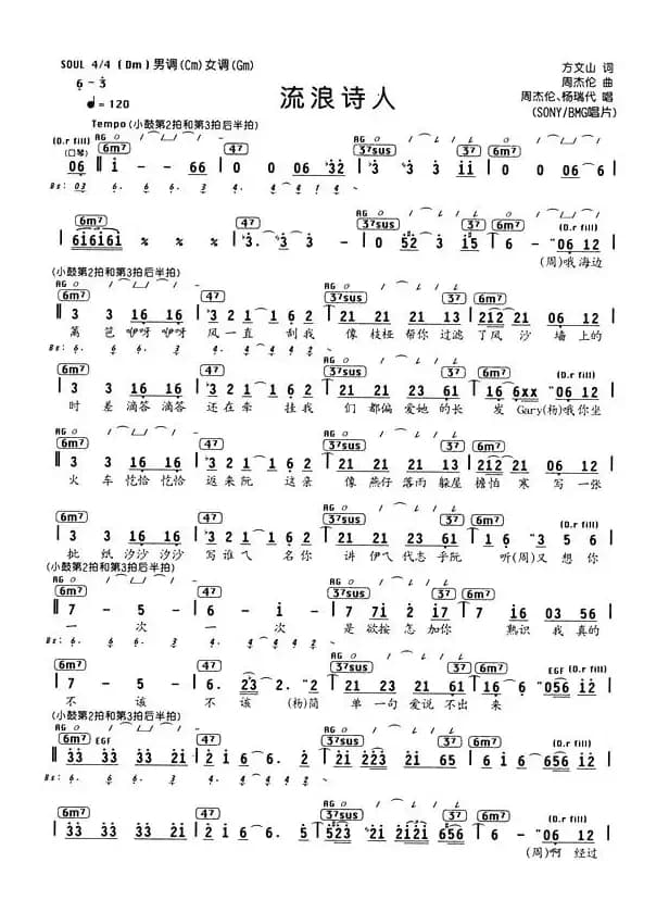 流浪诗人（编配乐谱）