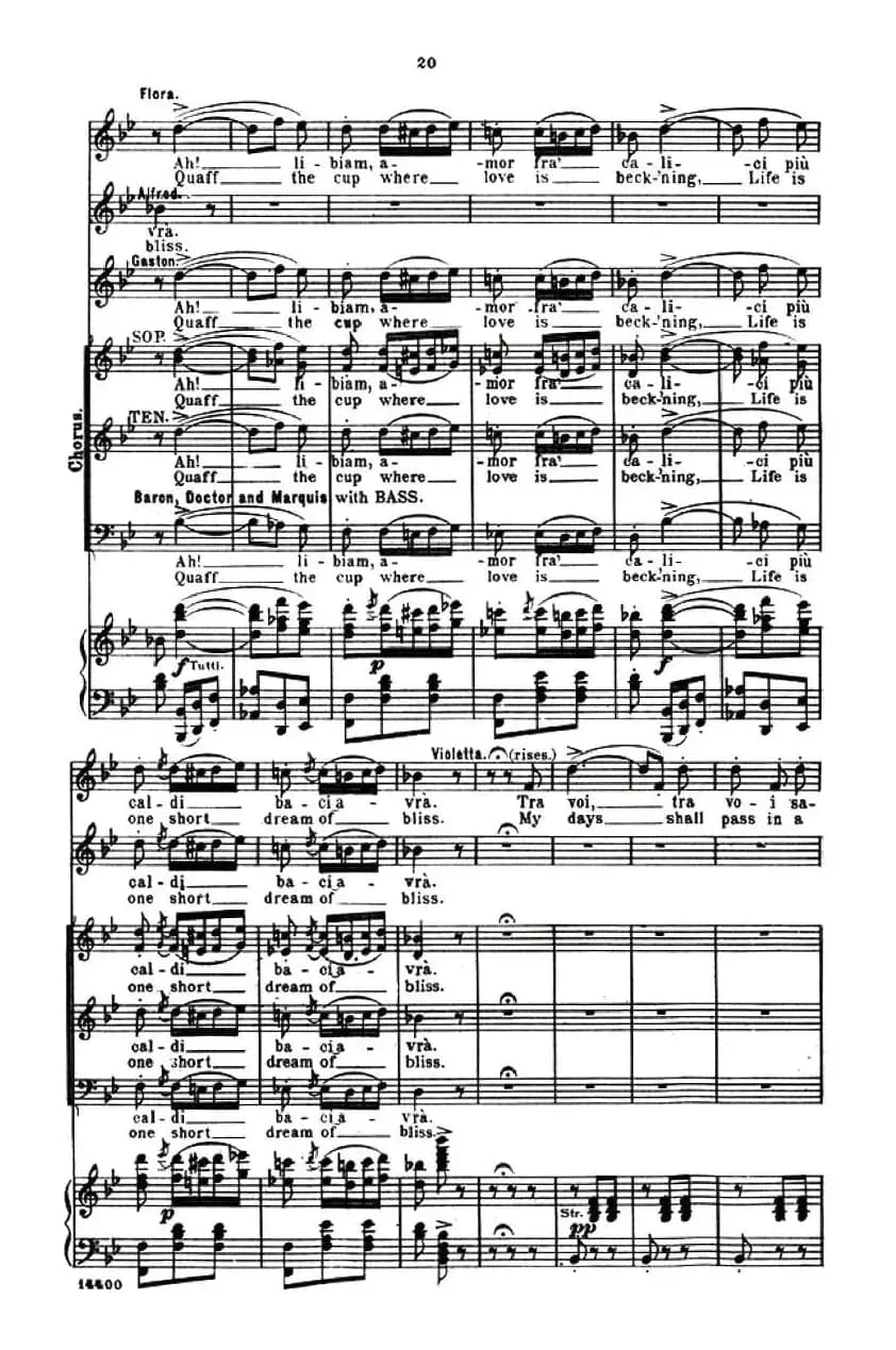 [意]饮酒歌（选自歌剧《茶花女》、意大利文原版谱 ）