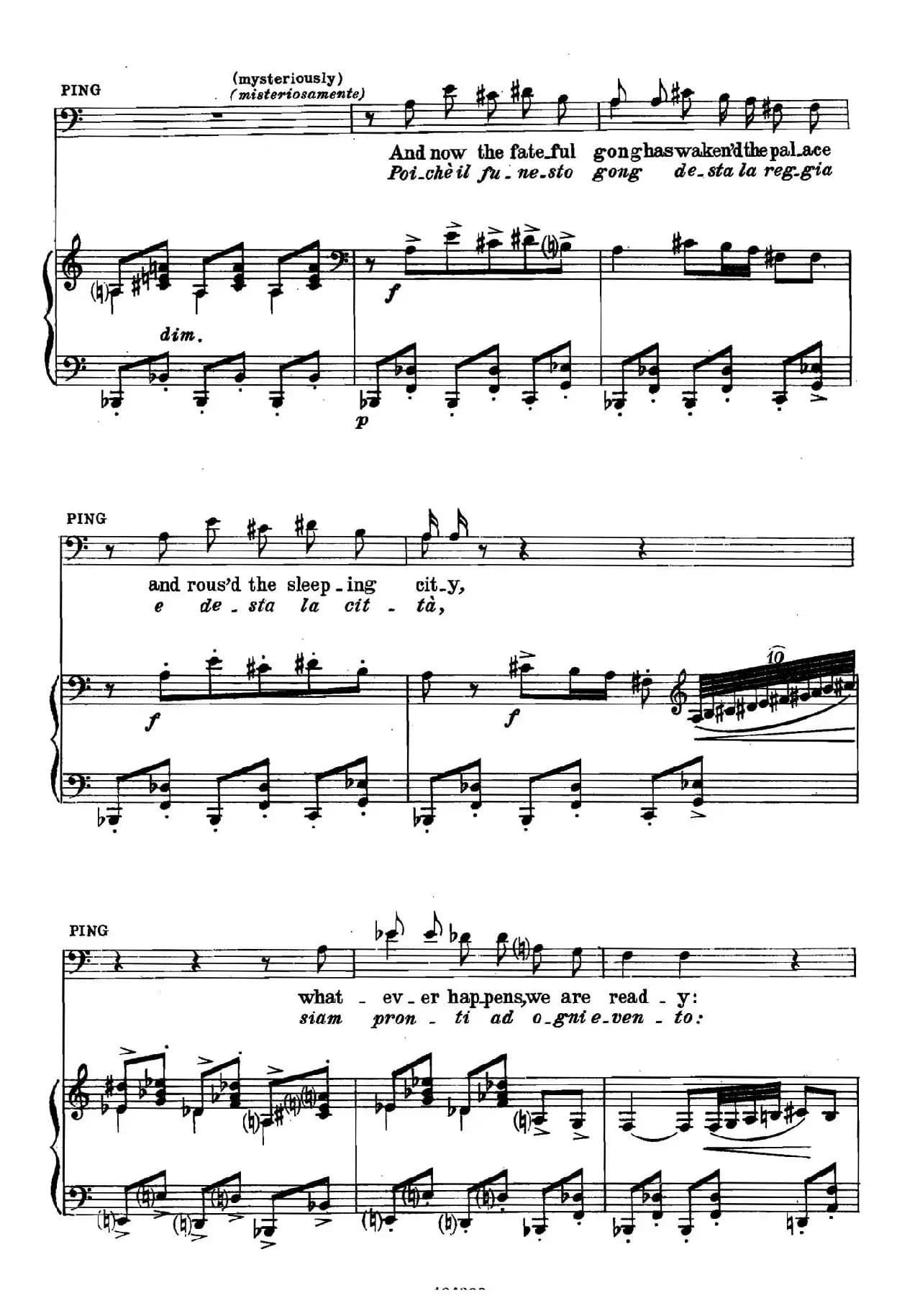 《图兰朵公主》三幕五场歌剧（英意双语）全谱（钢琴伴奏谱 P152——166）