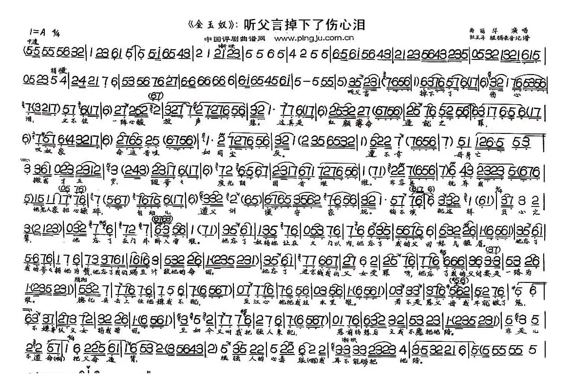 听父言掉下了伤心泪（《金玉奴》选段）