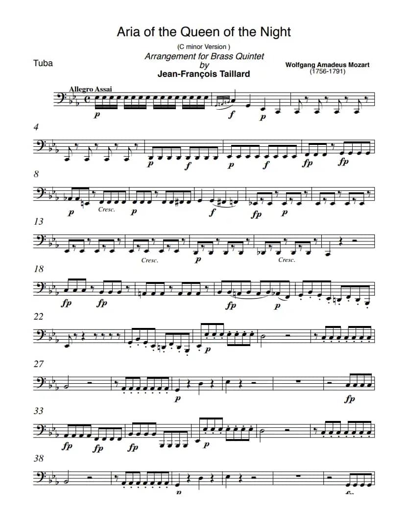 莫扎特-夜之女王的咏叹调（铜管五重奏）