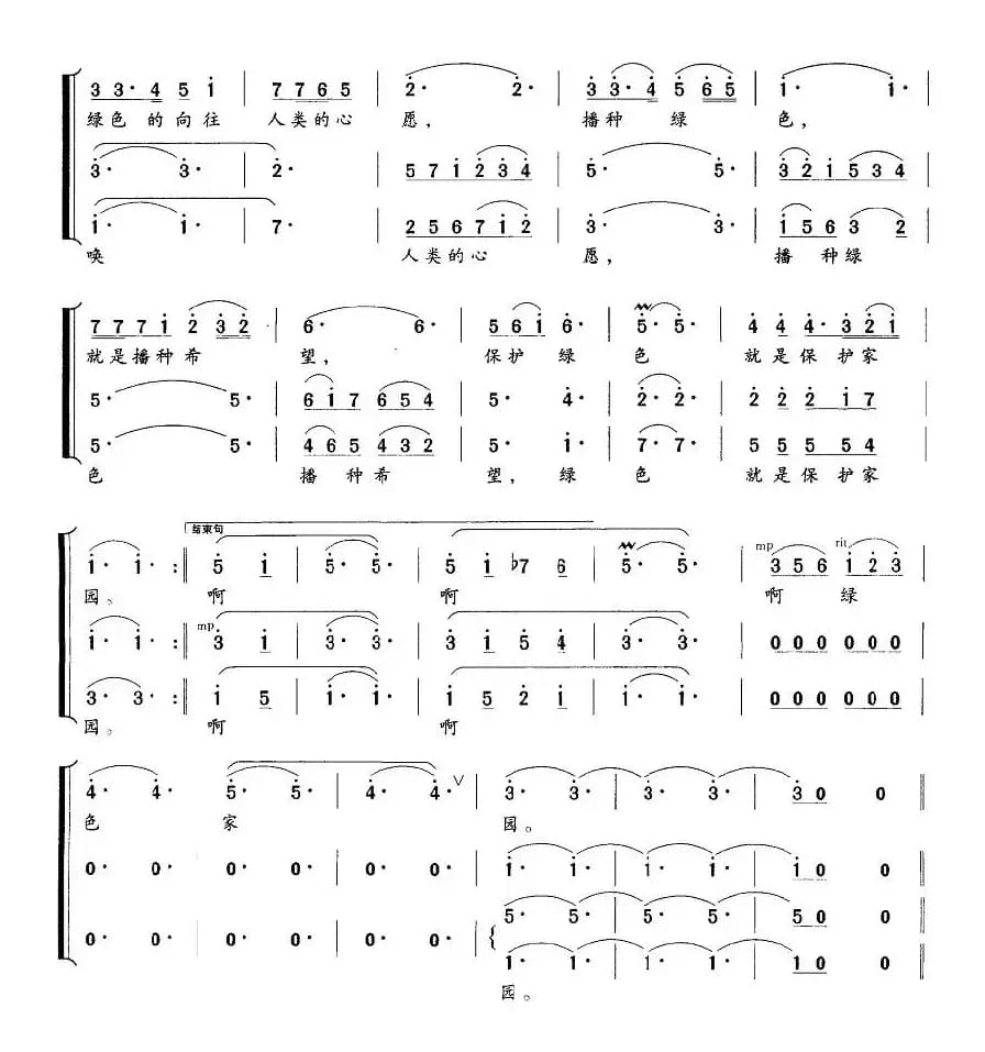 绿色的呼唤（白立平词 陈茉玲曲）