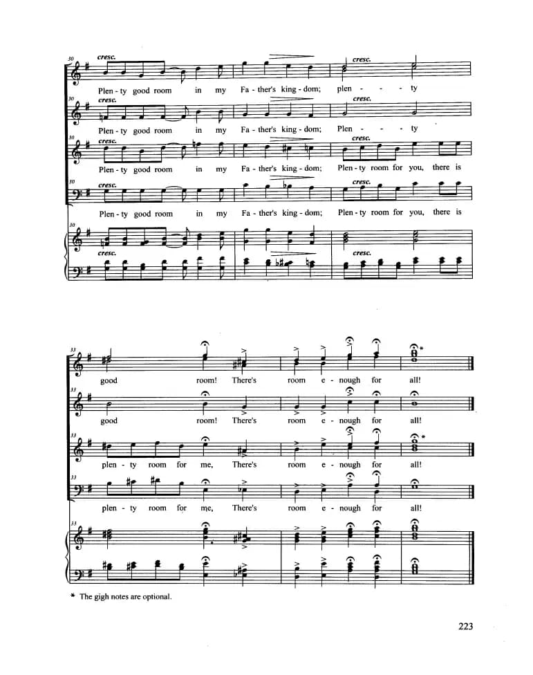 Plenty Good Room（合唱 正谱）