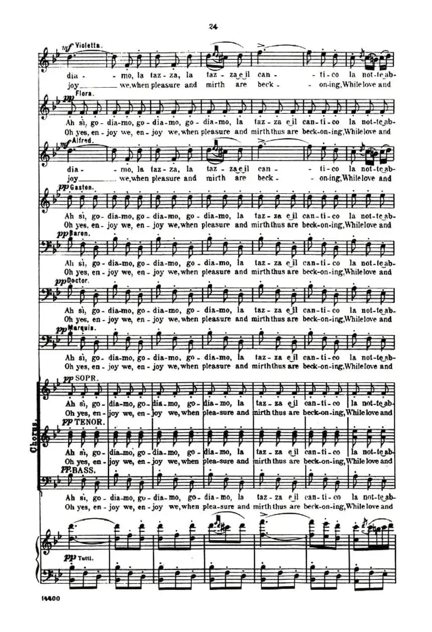 [意]饮酒歌（选自歌剧《茶花女》、意大利文原版谱 ）