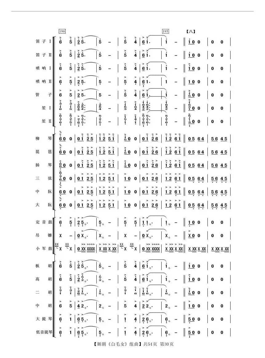 舞剧《白毛女》组曲（民族管弦乐合奏）