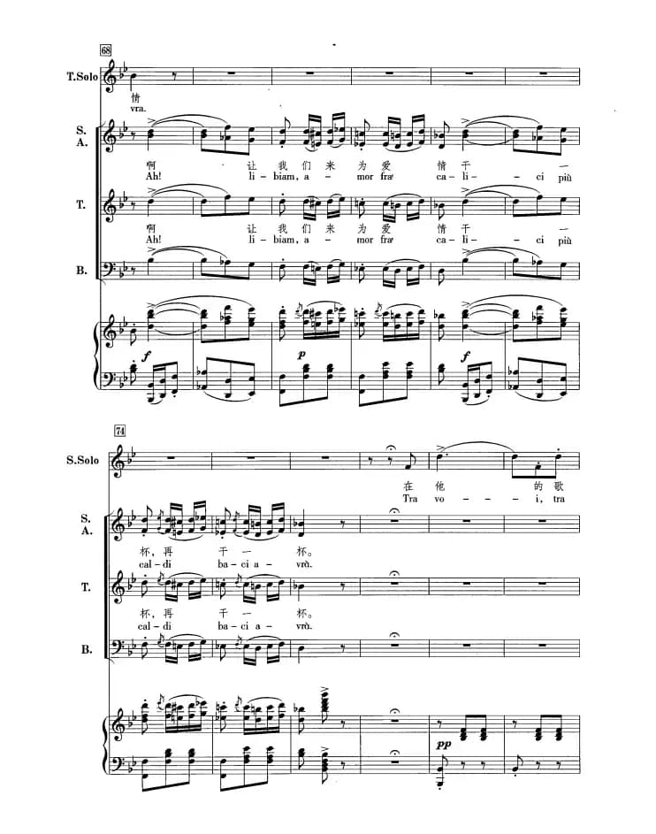 [意]饮酒歌（正谱 合唱）