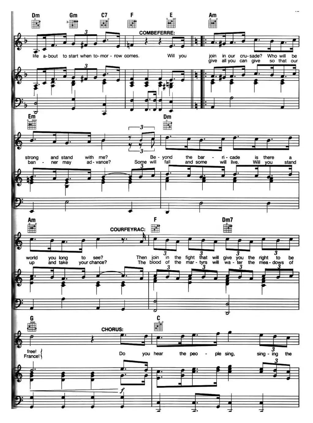 Do You Hear the People Sing? （音乐剧《悲惨世界》（Les Miserables）选曲、正谱 ）