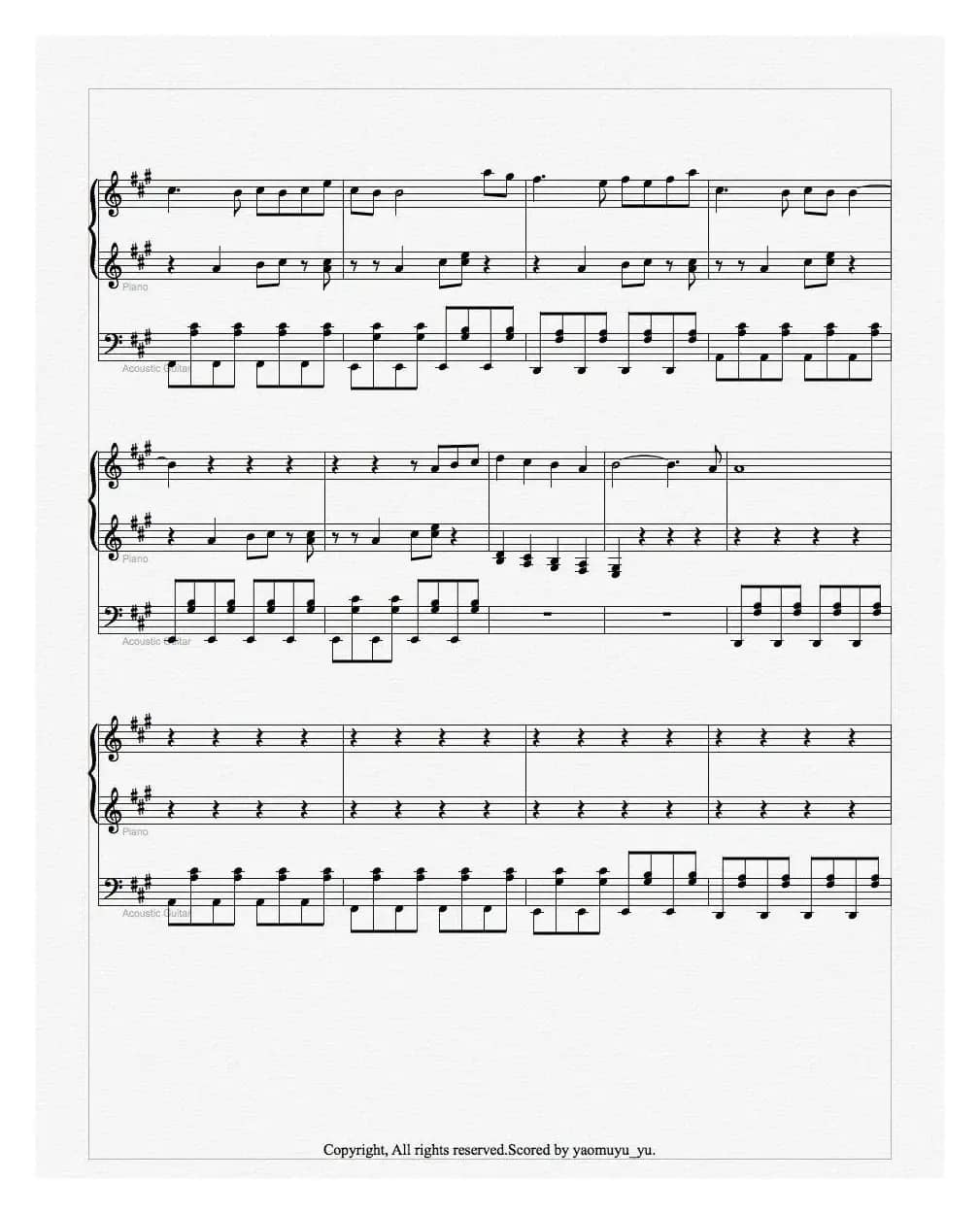 For forever(五线谱)