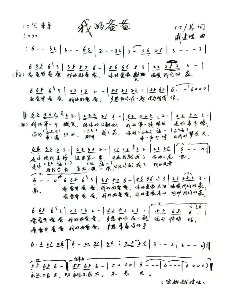 我的爸爸(付广慧词 戚建波曲)