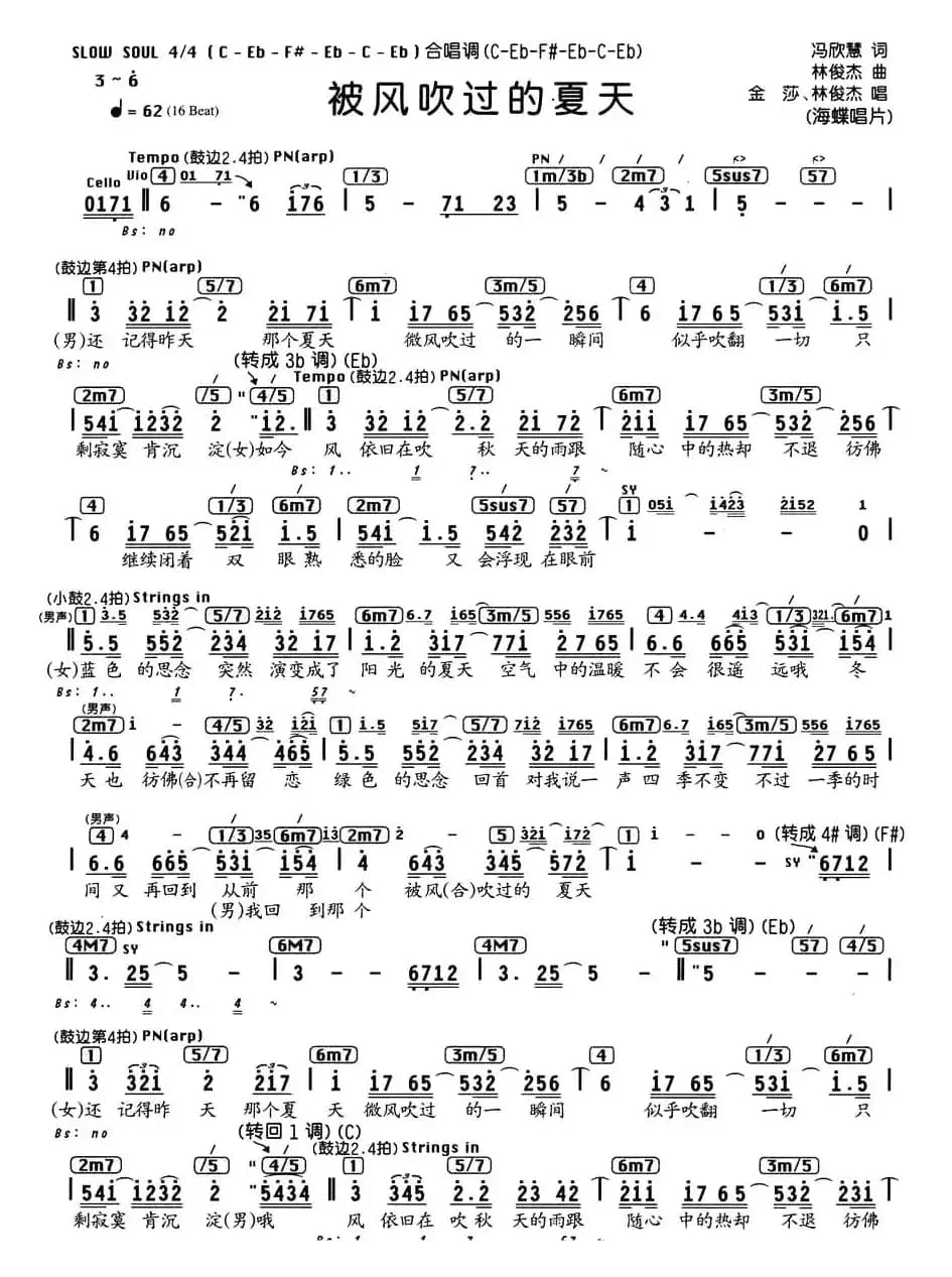 被风吹过的夏天（编配乐谱）