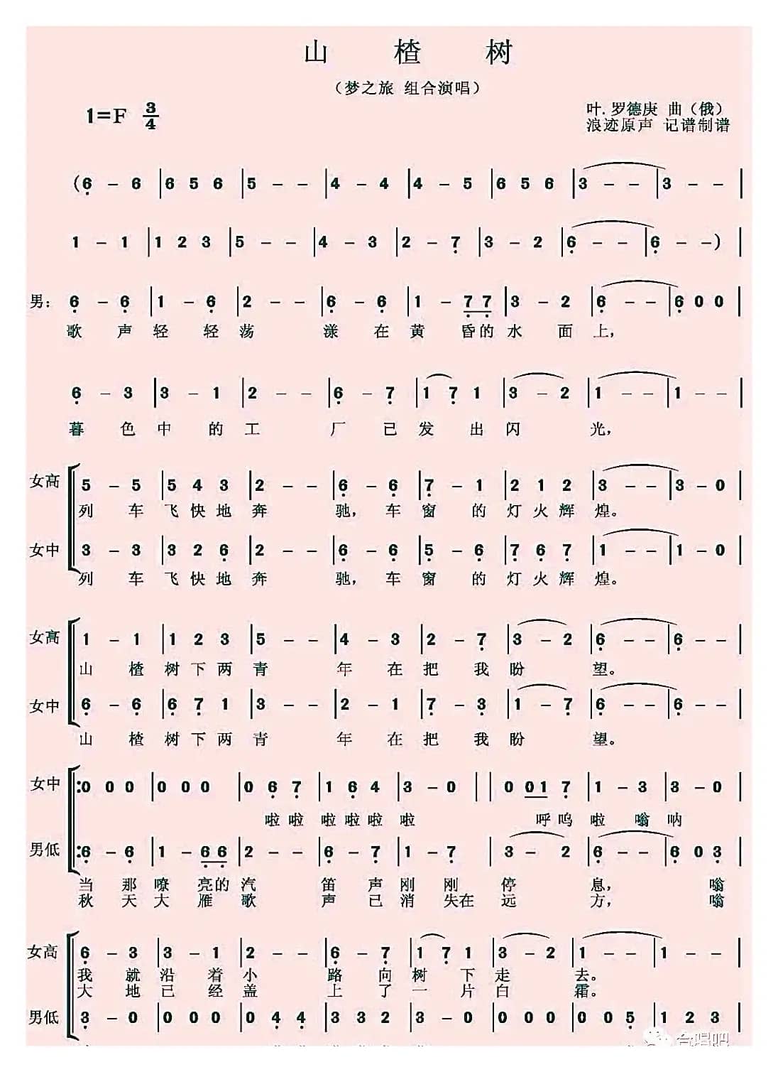 山楂树（梦之旅组合）（浪迹原声 记谱制谱）