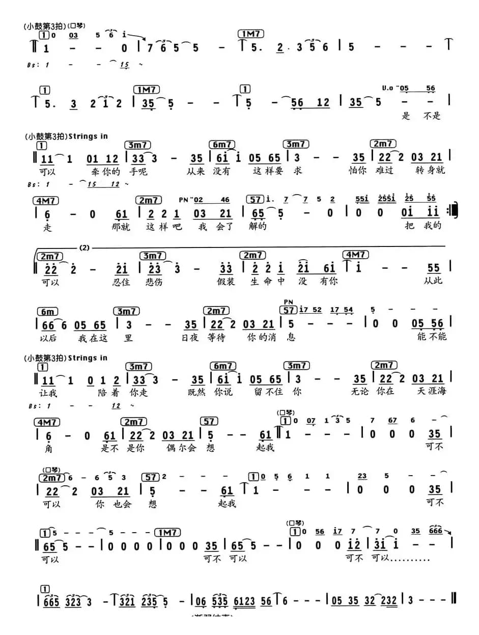 把悲伤留给自己（编配乐谱）