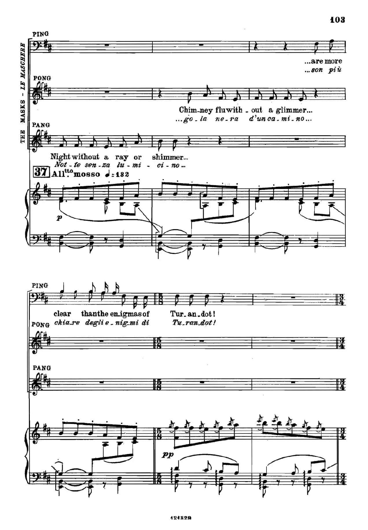 《图兰朵公主》三幕五场歌剧（英意双语）全谱（钢琴伴奏谱 P101——110）