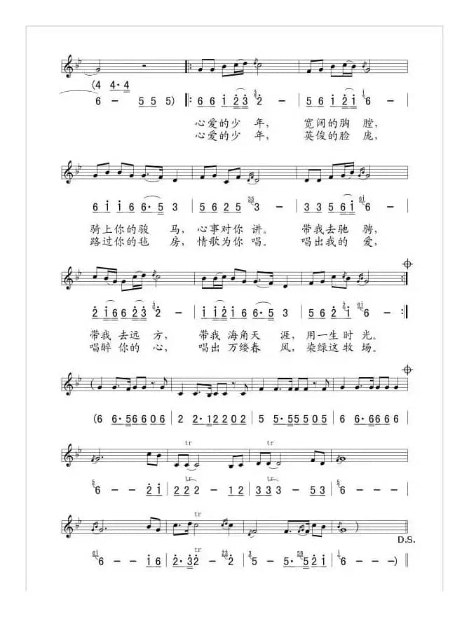 马背情歌（王洪波词 国巍曲、线简谱混排版）